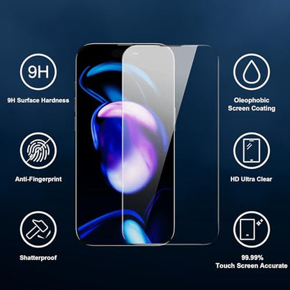 4 Pack Screen Protector for iPhone 17 PRO MAX (6.9 inch) Tempered Glass Film, Military Grade Shatterproof, 9H Hardness Case Friendly Ultra Resistant - HD Clear (4 Pack) - size: for iPhone 17 PRO MAX