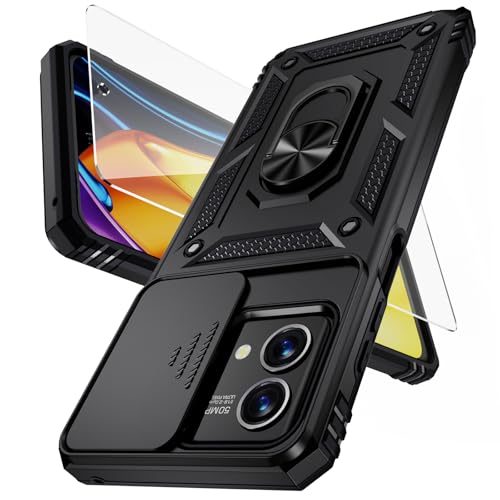 Vinve for Moto G Stylus 5G 2023 Case [Not Fit 4G Version] Slide Lens Cover, HD Screen Protector, Military Grade Drop Protection, Magnetic Rotated Ring Holder Kickstand Protective Phone Case (Black) - color: Black ,Military Grade 2nd gen.
