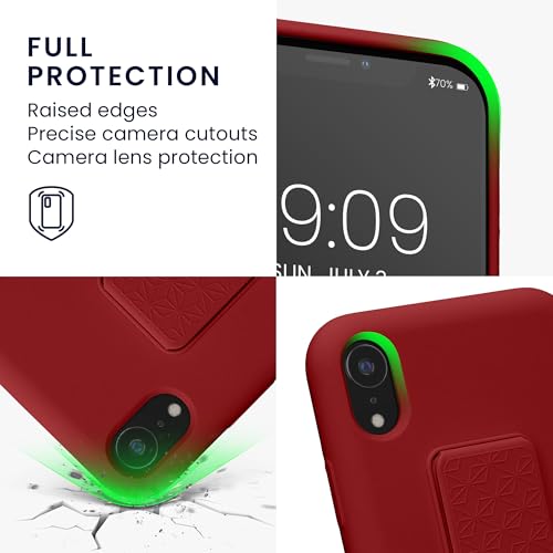 kwmobile Case for Apple iPhone XR Case - Soft TPU Cover with Silicone Coating - with Hand Strap and Stand Function - Shockproof - Rhubarb Red - color: Rhubarb Red