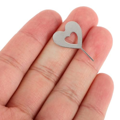 100pcs Heart Shaped Sim Card Ejector Pins Iron Portable Tool