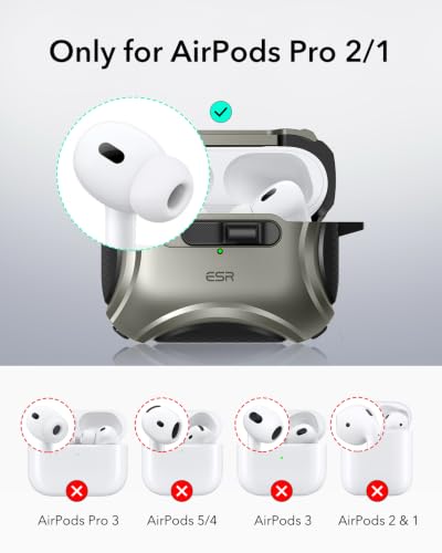 ESR for AirPods Pro 2 Case, Compatible with MagSafe, Cyber Series, Tianium - color: Titanium, size: AirPods Pro 2&1 Case
