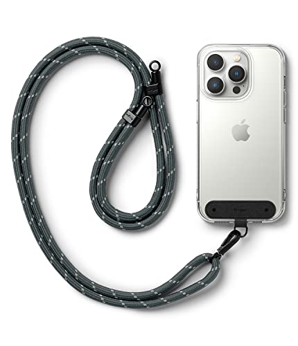 Ringke Holder Link Black, Adjustable Crossbody Strap with Cell Phone Tether Tab, Universal Multifunctional Lanyard Patch - color: Charcoal & Gray