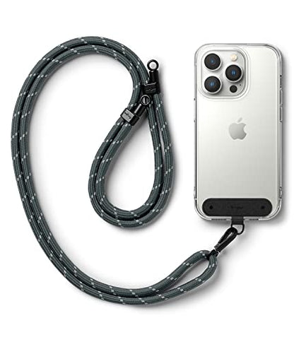 Ringke Holder Link Black, Adjustable Crossbody Strap with Cell Phone Tether Tab, Universal Multifunctional Lanyard Patch - color: Charcoal & Gray