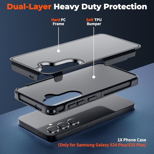zapica Designed for Samsung Galaxy S25 Plus Case/S24 Plus Case, Black | Military Grade Drop Protection, Dual Layer Structure Design, Heavy Duty Shockproof Non-Slip Phone Cover - color: Black, size: Samsung Galaxy S24 Plus/25 Plus 6.7''