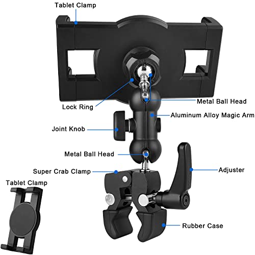 Mippko Tablet Holder for Treadmill/Spin Bike/Stroller/Wheelchair/Golf Cart/Poles/Music Stand/Stationary Bike,360°Adjustable iPad Mount,Compatible with 7~12.9" iPad/Nexus/Fire HD/e-Book/LG G/Switch - style: Tablet Holder
