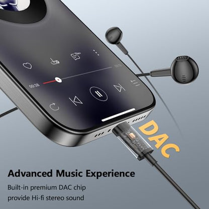 Wired Headphones USB C Earbuds Digital Sound Earphone with DAC Chip and Mic - color: Black