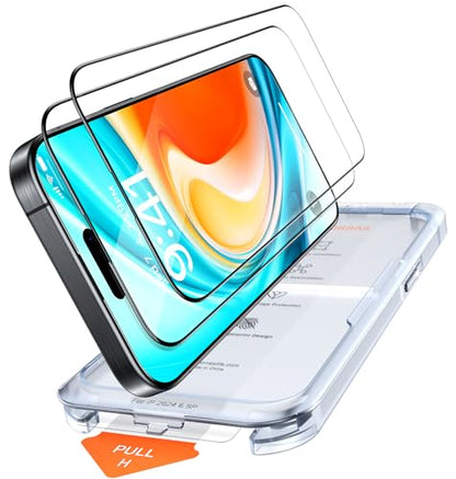 TORRAS Military-grade aerospace glass for iPhone 16 Screen Protector [9H＋Unbreakable from 12-foot Drop,Longest Durable],GlassGo X Glass for iPhone 16,2 Packs - size: iPhone 16（6.1 inch）