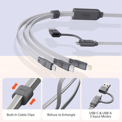 pzoz 100W USB C & USB A Fast Charging Cable, 3-in-1 Multi Charging Cable