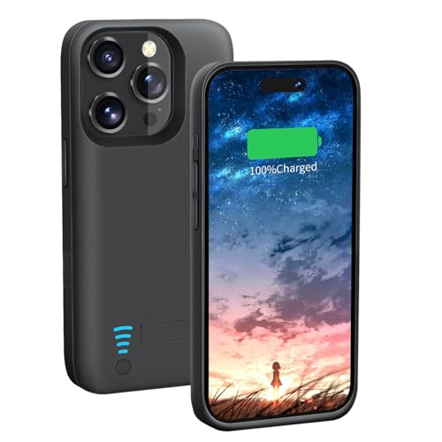 Battery Case for iPhone 16 Pro Max, 5000mAh Rechargeable Extended Battery Charging/Charger Case, Add 100% Extra Juice (6.9 inch) Black