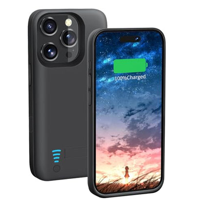 Battery Case for iPhone 16 Pro Max, 5000mAh Rechargeable Extended Battery Charging/Charger Case, Add 100% Extra Juice (6.9 inch) Black