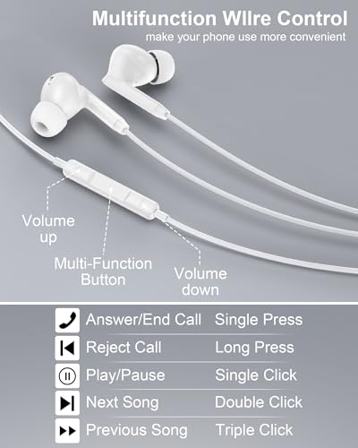 iPhone 18 Pro 17e 17 16 USB C Wired Headphones Mic Noise Cancelling Earbuds