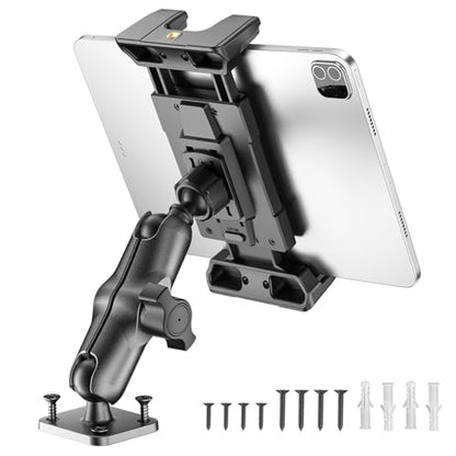 OHLPRO 4" Aluminum Arm Tablet Mount for Truck - Heavy Duty Drill Base Car Tablet Holder Compatible with iPad Samsung Tab 5"-13" Tablets and Phones, for Dashboard/Wall/Business/Desktop, etc. - size: 4" Aluminum Arm