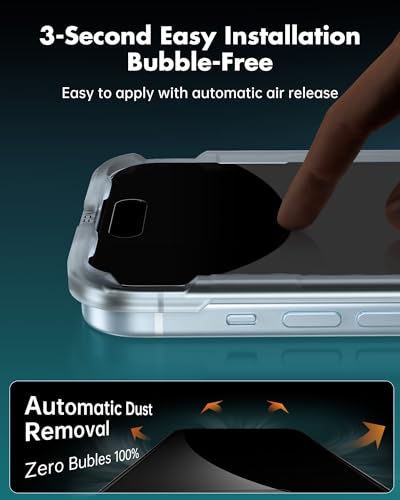 UNBREAKcable 4PCS Screen Protector for iPhone 15-2 Privacy Tempered Glass+2 Clear Glass Double Shatterproof [Easy Installation Frame] [9H Hardness] [Case Friendly] Anti-Scratch for iPhone 6.1 inch - size: iPhone 15