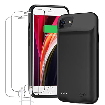 Battery Case for iPhone 6/6s/7/8/SE 2/3nd Gen,10000mAh Portable Charger Case Rechargeable Battery Pack Charging Case Compatible with iPhone SE 2020(2nd Generation)/8/7/6s/6/SE 3nd Gen (4.7 inch)-Black - size: iPhone 6/6s/7/8/SE2/SE3