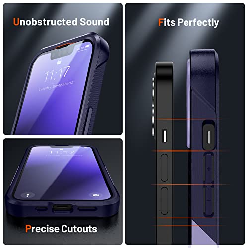 Designed for iPhone 14 Case iPhone 13 Case 2 in 1 Gift Militay Grade Drop Protective Rugged Heavy Duty Cover Shockproof Case for iPhone 14 Phone Case for Women Men boy Girl (Purple+Blue) - color: Purple+Blue