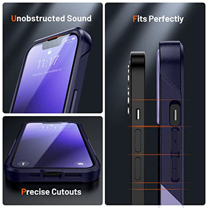 Designed for iPhone 14 Case iPhone 13 Case 2 in 1 Gift Militay Grade Drop Protective Rugged Heavy Duty Cover Shockproof Case for iPhone 14 Phone Case for Women Men boy Girl (Purple+Blue) - color: Purple+Blue