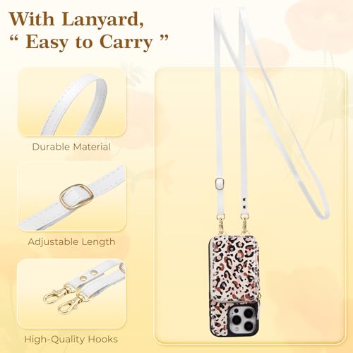 ZCDAYE Zipper Crossbody Wallet Case for iPhone 13 Pro Max, Leopard Print | Flip Folio PU Leather, Practical Card Holder, Adjustable Lanyard Strap, RFID Blocking, Retro Leopard Girly Phone Case - color: Leopard print, size: iPhone 13 Pro Max