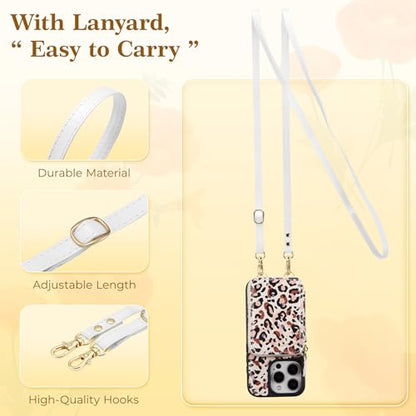 ZCDAYE Zipper Crossbody Wallet Case for iPhone 16 Pro Max, Leopard Print | Flip Folio PU Leather, Practical Card Holder, Adjustable Lanyard Strap, RFID Blocking, Retro Leopard Girly Phone Case - color: Leopard print, size: iPhone 16 Pro Max