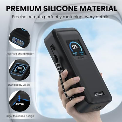 for Anker Prime Power Bank 26,250Mah 300W Case Cover | Soft Silicone Shockproof Protective Case for Anker 300W Prime Power Bank with Anti-Lost Strap, LCD Display Visible, Black - color: Black