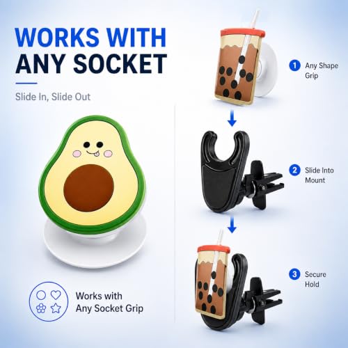 2X-Hold Magnetic Car Mount for PopSockets, Socket Car Phone Holder AC Vent - style: Car Mount