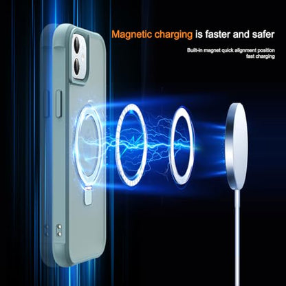 SKYLMW Compatible with iPhone 12/12 Pro Case with Stand,Blue | iPhone 12 Case iPhone 12 Pro Case 6.1",Magnetic Ring Stand,Compatible with MagSafe,Military Protection,Great Grip Feeling - color: Blue, size: Iphone 12 & Iphone 12 Pro