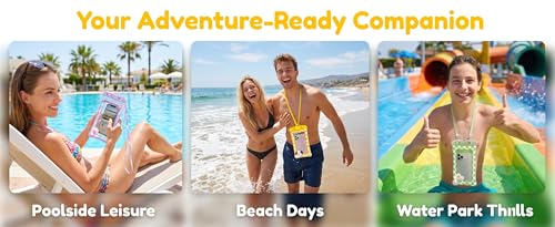 3 Pack Waterproof Phone Pouch with Lanyard Underwater Dry Bag case Universal high Transparency Touch Screen Protective case Suitable for Beach and Travel-Goat-Dog-Flower - color: GOAT-DOG-FLOWER, size: 3Pack