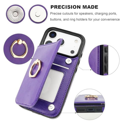 ONETOP for iPhone 18/17 Pro Wallet Case with Credit Card Holder,Purple - color: Purple
