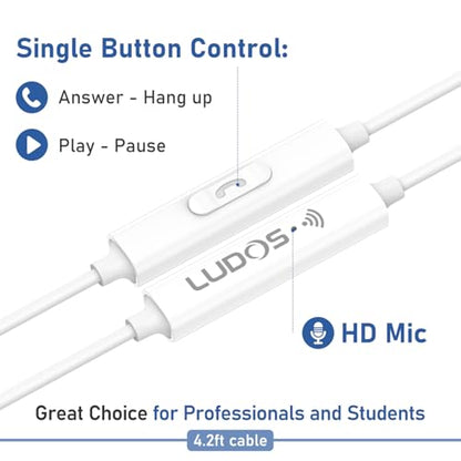LUDOS FEROX 3 Pack Wired Earbuds in-Ear Headphones, 5 Year Warranty, Earphones with Microphone, Noise Isolation for 3.5mm Jack Ear Buds for iPhone, Samsung, Computer, Laptop, Kids, School Students - size: 3 Pack