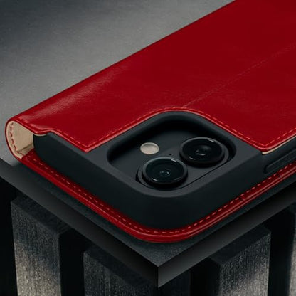TORRO Leather Case Compatible with iPhone 17 6.3" 2025 - Premium Leather Wallet Flip Case with Kickstand and Card Slots (Compatible with Official MagSafe Chargers) - Red - color: Red, size: iPhone 17
