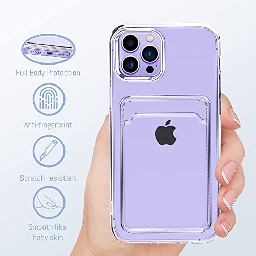 MZELQ Compatible with iPhone 14 Pro Max Case Card Holder -Clear | Wallet Cover,Camera Protection + Screen Protector Soft Card Slot Phone Case - color: Clear, size: iPhone 14 Pro Max