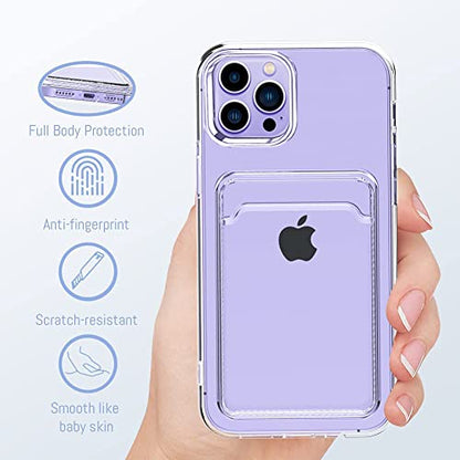 MZELQ Compatible with iPhone 14 Pro Max Case Card Holder -Clear | Wallet Cover,Camera Protection + Screen Protector Soft Card Slot Phone Case - color: Clear, size: iPhone 14 Pro Max