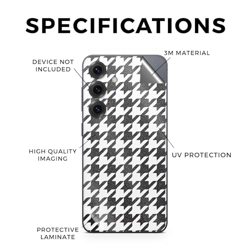 Glossy Glitter Phone Skin Compatible with Samsung Galaxy S25 - Houndstooth - Premium 3M Vinyl Protective Wrap Decal Cover - Easy to Apply | Crafted in The USA by MightySkins - color: Houndstooth, size: Galaxy S25 (Full Wrap), style: Glossy Glitter Finish