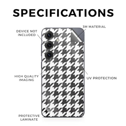 Glossy Glitter Phone Skin Compatible with Samsung Galaxy S25 - Houndstooth - Premium 3M Vinyl Protective Wrap Decal Cover - Easy to Apply | Crafted in The USA by MightySkins - color: Houndstooth, size: Galaxy S25 (Full Wrap), style: Glossy Glitter Finish