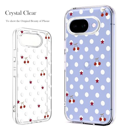 Unov for Pixel 10a Case, Clear with Design, Slim Fit Good Grip, Embossed Phone Case, Shockproof Protective Cover, Raised Camera Protection, Soft TPU, Polka Dots - color: Polka Dots