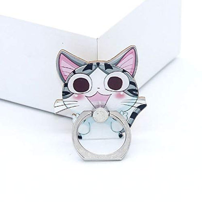 4Pcs Phone Ring Holder Stand, Cute Dogs Cats Animal 360 Rotation Finger Ring Grip Kickstand Mount for Cellphones and Tablets (Cats Ring)