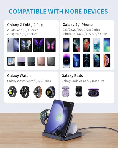 3 in 1 Foldable Wireless Charging Station for Galaxy Z Fold &Z Flip