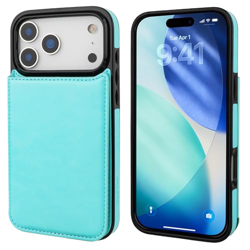ONETOP for iPhone 17 Pro Max Wallet Case with Credit Card Holder,LightBlue | Kickstand,ID/Cash Holder,Case Wallet with Card Slots,Double Magnetic Clasp,Durable PU Leather Shockproof Cover for Women Men - color: Light Blue