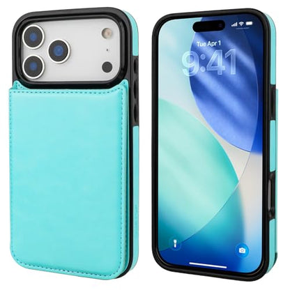 ONETOP for iPhone 17 Pro Max Wallet Case with Credit Card Holder,LightBlue | Kickstand,ID/Cash Holder,Case Wallet with Card Slots,Double Magnetic Clasp,Durable PU Leather Shockproof Cover for Women Men - color: Light Blue