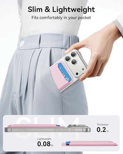 TWZKG for MagSafe Wallet, 3 Cards Holder, Slim Magnetic Phone Wallet for iPhone 17/16/15/14/13/12 Pro Max Plus Air Series,RFID Blocking Vegan Leather,Pink - color: Pink