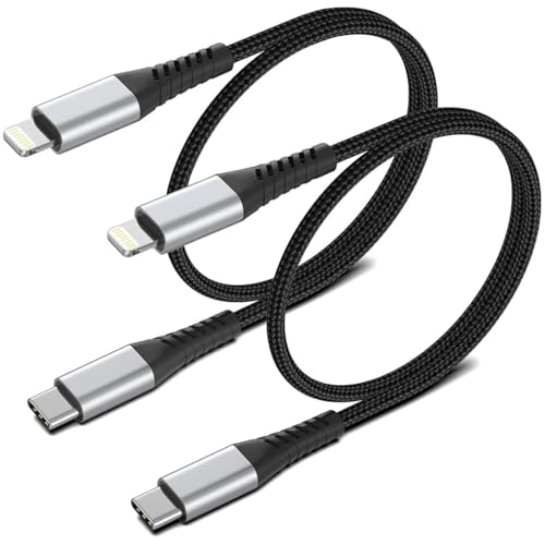 2FT USB C to Lightning Cable, 2 Pack Short iPhone Charging Cable Braided - size: 2 Feet