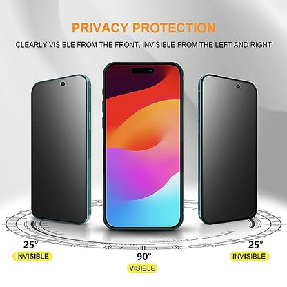 for iPhone 15 6.1" Matte Privacy Screen Protector with Camera Lens Protector Full Coverage Anti-glare Anti-spy Tempered Glass Film Anti-fingerprint Easy Installation - size: iPhone 15