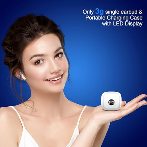 Wireless Bluetooth 5.4 Earbuds, LED Power Display Headphones, 6D Stereo - color: Creamy White