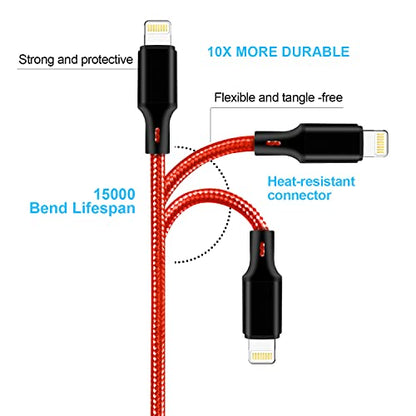 USB C to Lightning Cable, 5 Pack iPhone Charger PD Fast Charging Cord (Red） - color: Red, style: USB-C to L