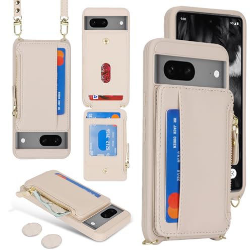 Cavor Compatible with Google Pixel 7 Case Wallet, Cream - color: Cream, size: Google Pixel 7