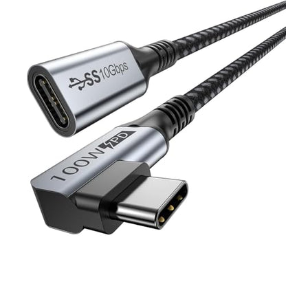 Small USB C Extension Cable 1FT, Right Angle(100W/10Gbps/4K@60Hz) - size: 1FT