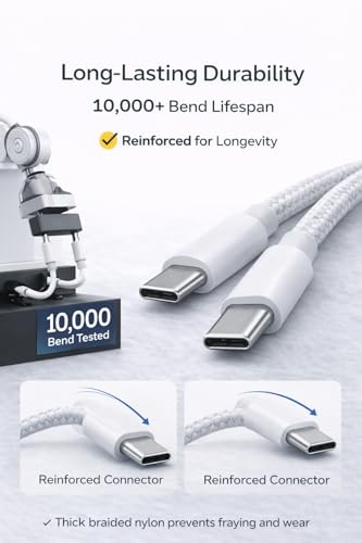 USB C Cable 2M (6FT) 2-Pack Fast Charging USB C to USB C Cable for Samsung Galaxy S23 S24 iPad USB-C Devices Durable Charging Cord