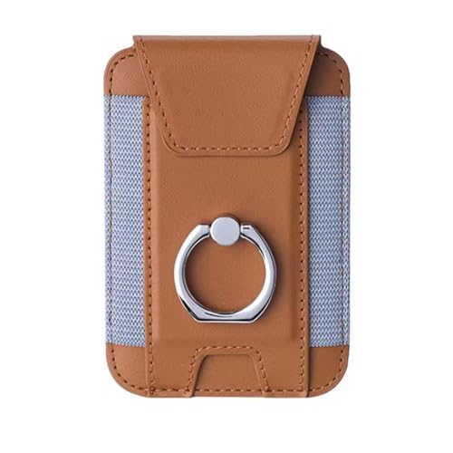 Magnetic Card Wallet Holder For Magsafe Wallets with Grip, 7 Cards Holder RFID Blocking, Ring Stand Stick on Wallet, Leather Magnetic Phone Wallet with Privacy Flap - color: brown elastic circular support