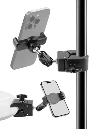 BILIONE Mic Stand Phone Holder Clamp on Treadmill, Bike, Stroller, Drum