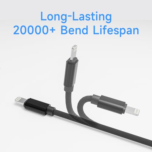 2 in 1 USB C to USB C/Lightning Cable 100W Max 6FT 1Pack,Multi Cable Simultaneous Fast Charging Compatible with MacBook Air/Pro/iPad/iPhone 17/16/15/14/13/12/11 Series,Galaxy S26/S25/24 Series/Pixel - color: Black, size: 6FT