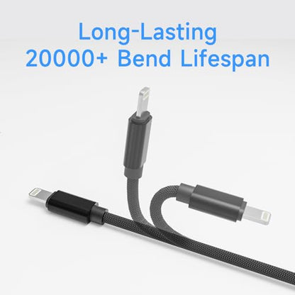 2 in 1 USB C to USB C/Lightning Cable 100W Max 6FT 1Pack,Multi Cable Simultaneous Fast Charging Compatible with MacBook Air/Pro/iPad/iPhone 17/16/15/14/13/12/11 Series,Galaxy S26/S25/24 Series/Pixel - color: Black, size: 6FT